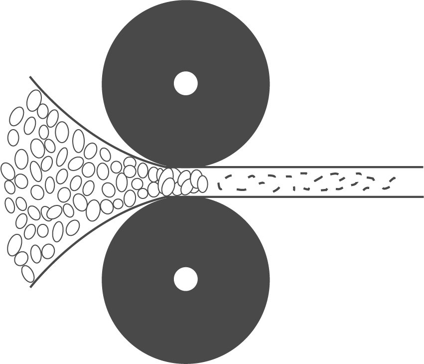 Sintering Step 1 A depiction of the compression stage of the sintering process